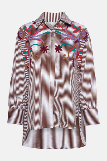 Blouse à manches longues - brun