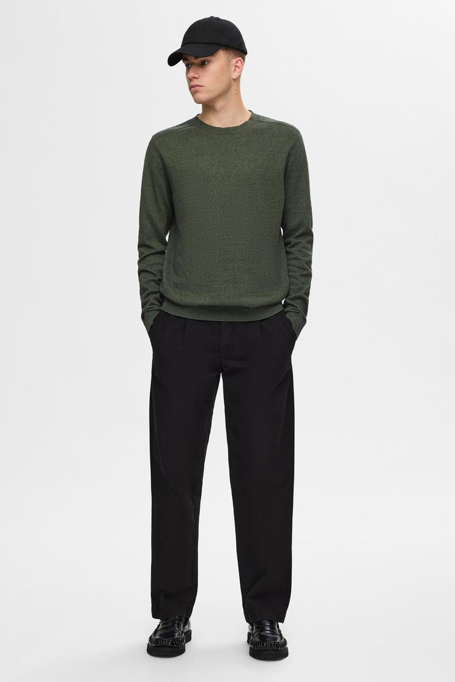 Pull à col rond - vert - SELECTED