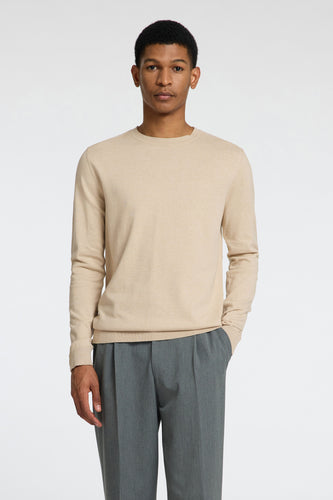 Pull à col rond - beige - SELECTED