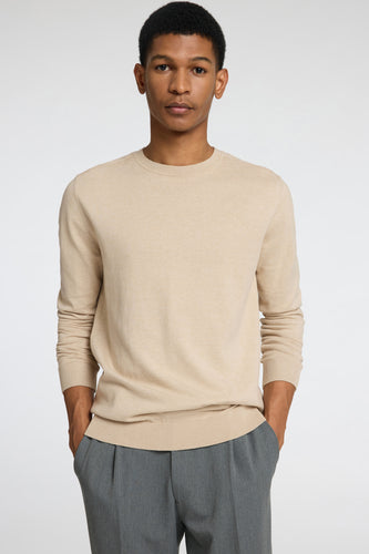 Pull à col rond - beige - SELECTED