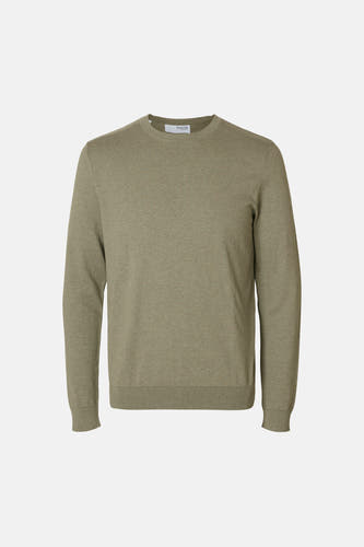 Pull vert avec col rond de SELECTED, design uni et manches longues.