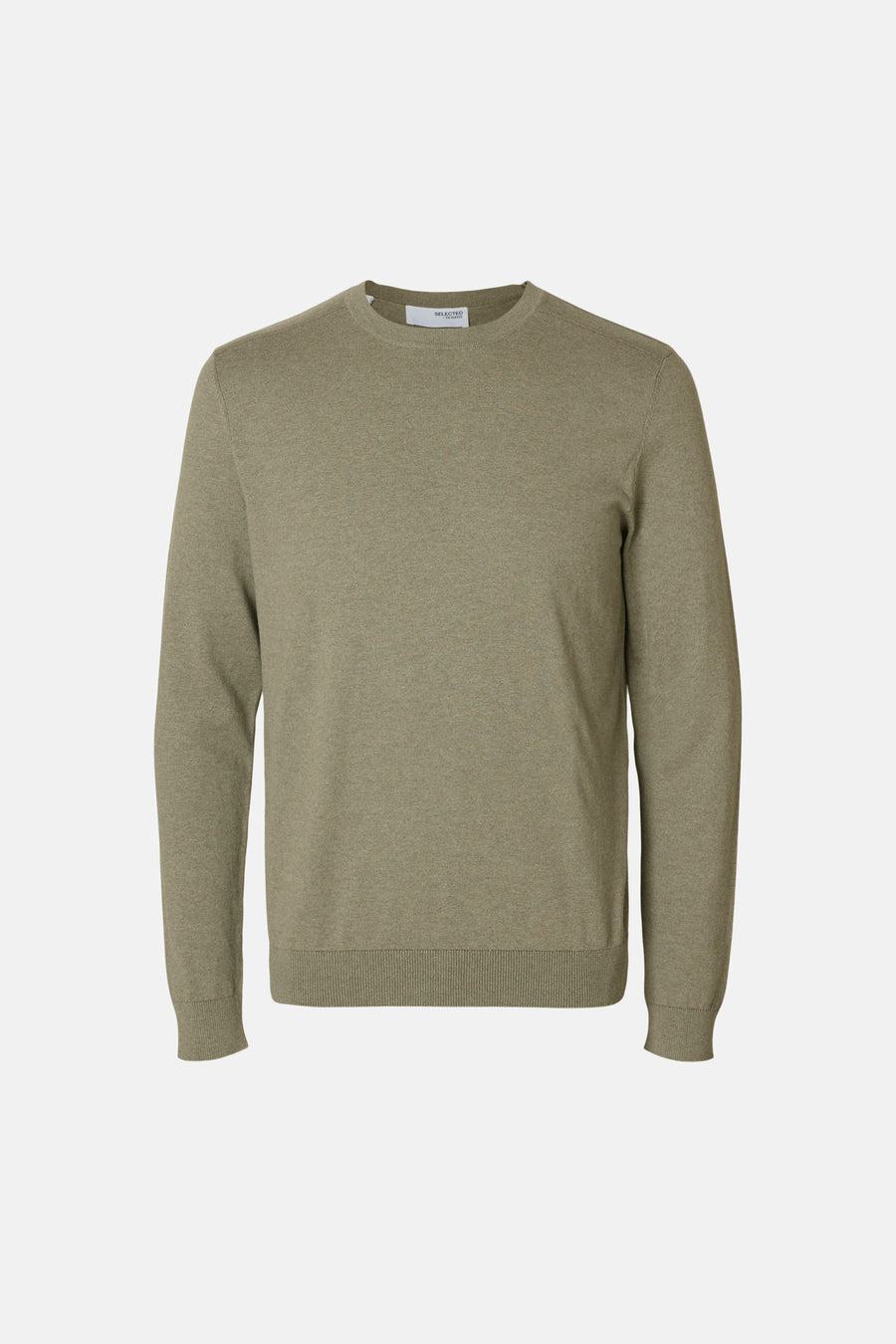 Pull vert avec col rond de SELECTED, design uni et manches longues.