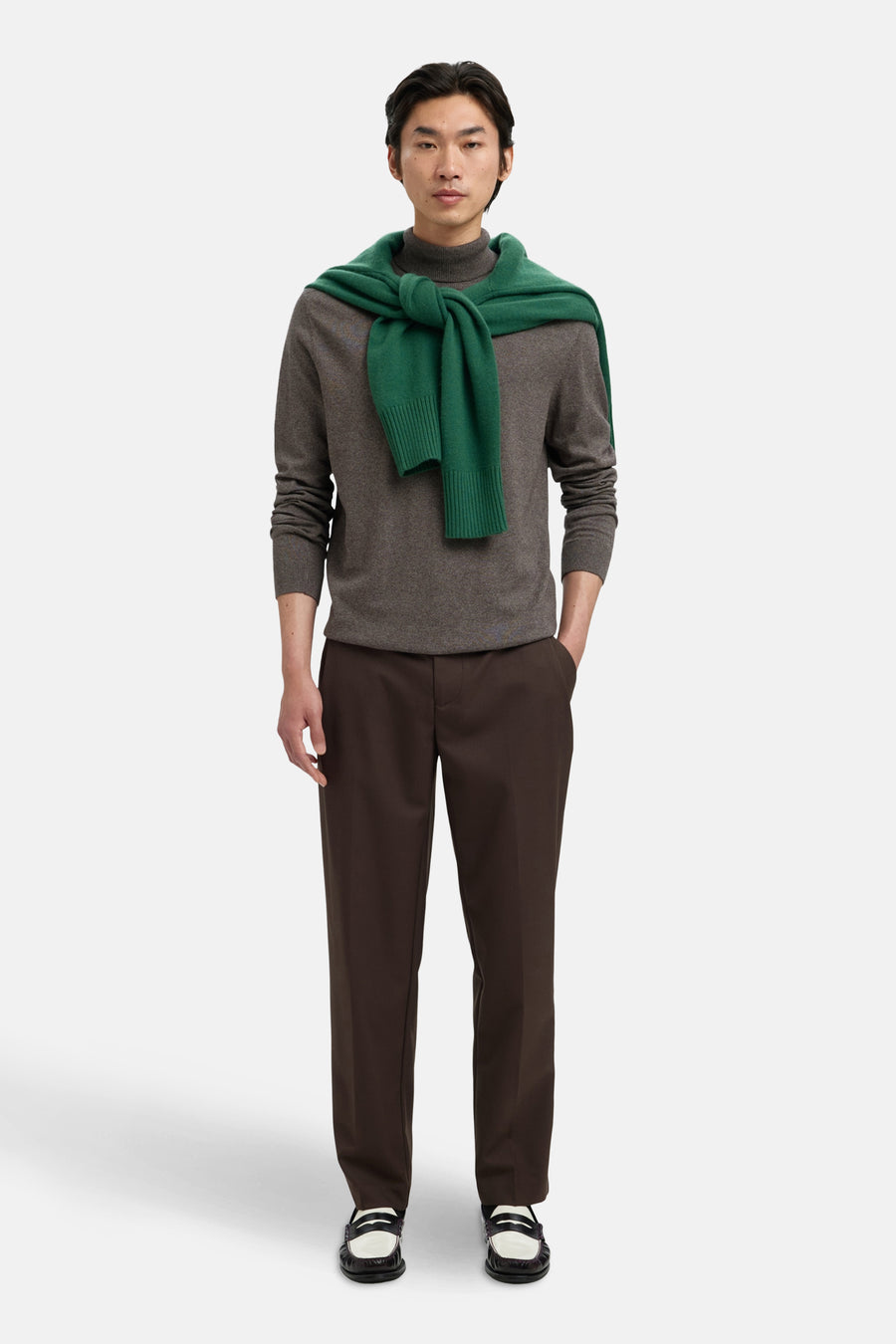Pull à col roulé - brun - SELECTED