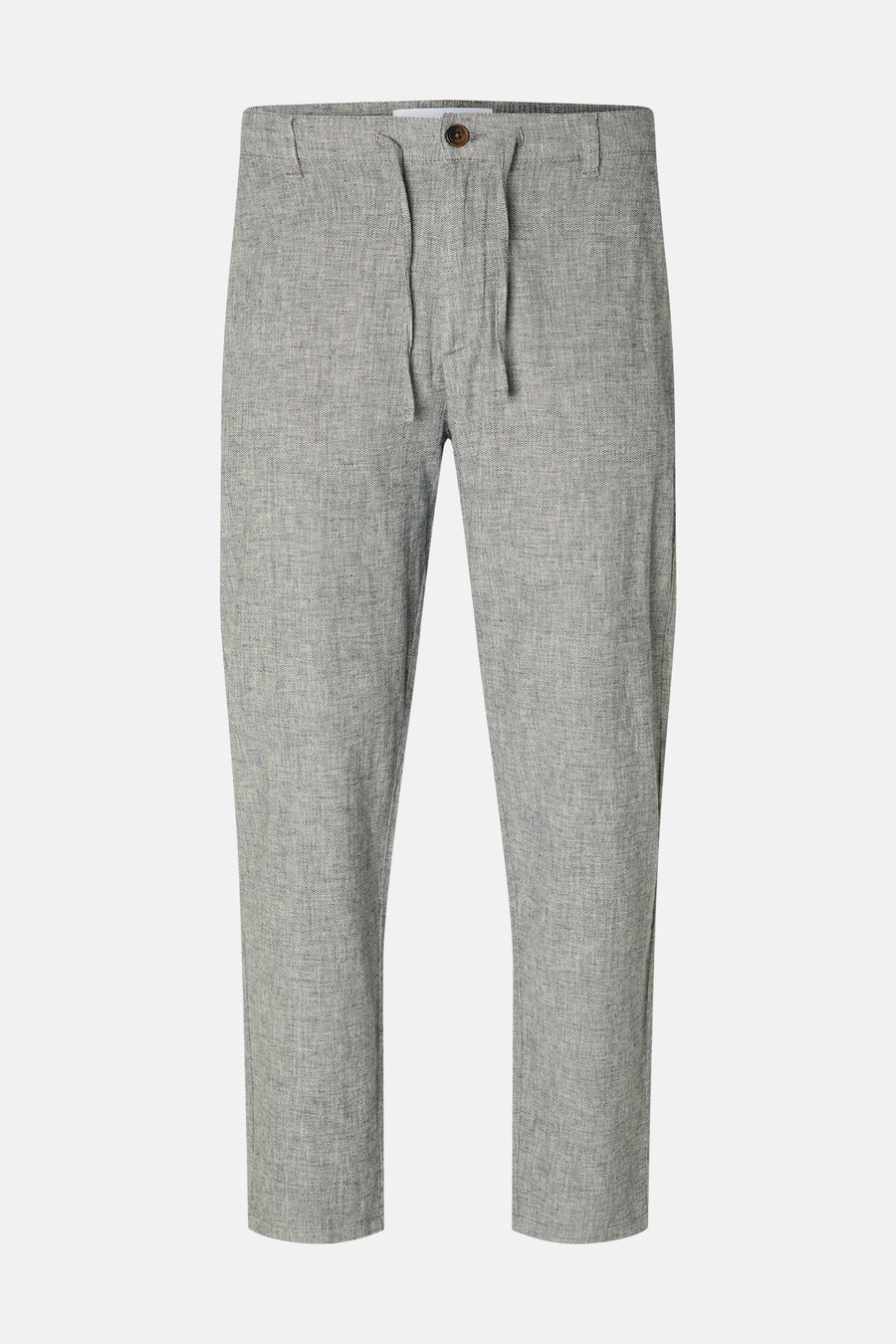 Pantalon bleu de SELECTED avec cordon de serrage et texture subtile.