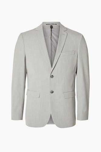 Grijze blazer van SELECTED, met reverskraag en knoopsluiting, perfect voor een stijlvolle gelegenheid.
