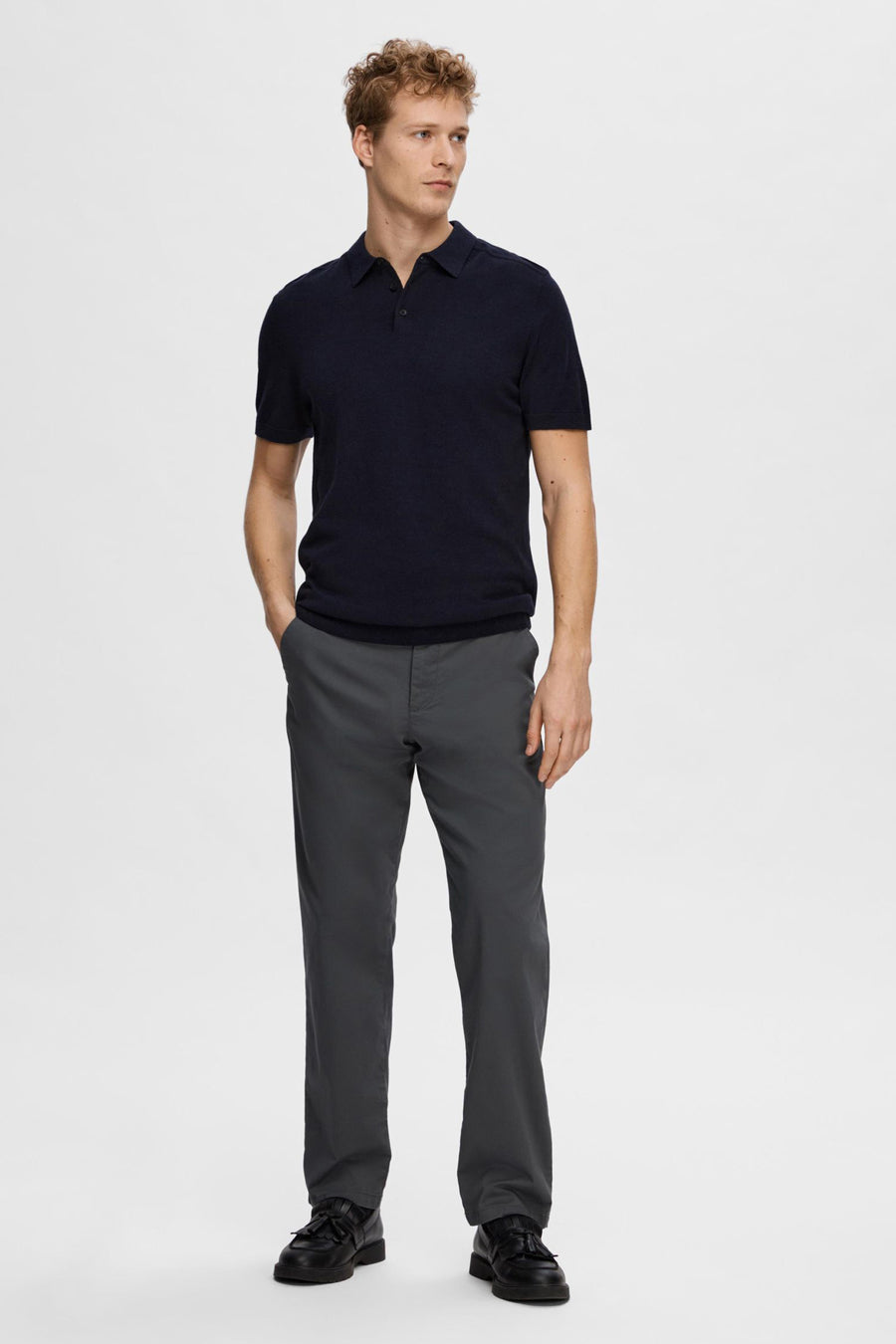 SLHBERG SS KNIT POLO NOOS