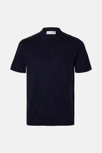 T-shirt bleu de manches courtes SELECT SELECTED, uni, avec boutons.