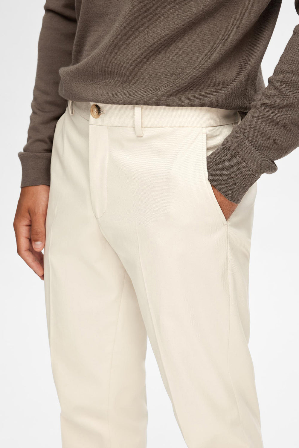 Pantalon de costume Écru - SELECTED