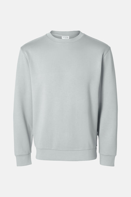 Pull gris à col rond de SELECTED / HOMME, couleur unie et manches longues.