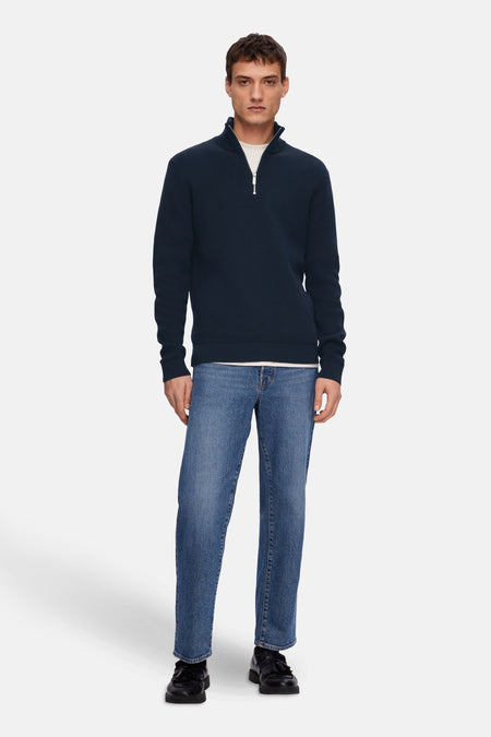 SLHDANE LS KNIT STRUCTURE HALF ZIP NOOS