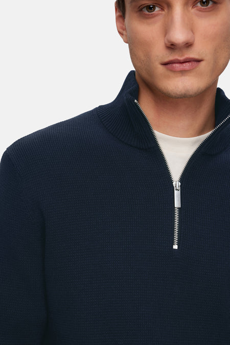 SLHDANE LS KNIT STRUCTURE HALF ZIP NOOS