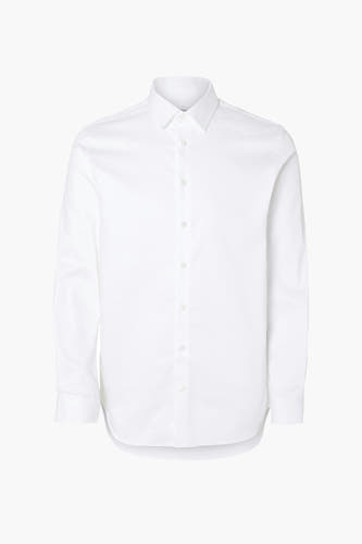 Chemise blanche à manches longues de SELECTED, avec un col classique et une fermeture à boutons.