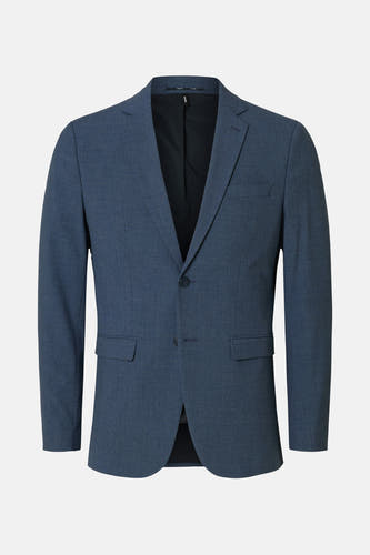 Blazer bleu de SELECTED, avec une subtile texture et une coupe classique.