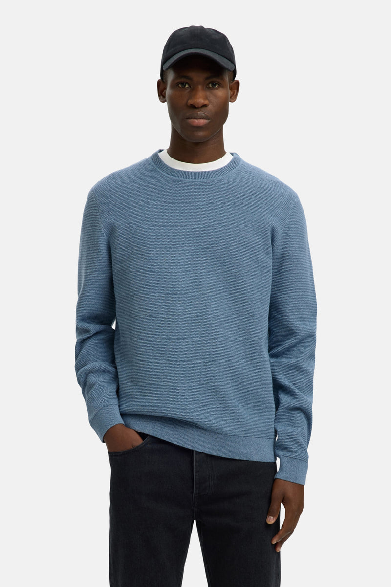 Pull à col rond - bleu