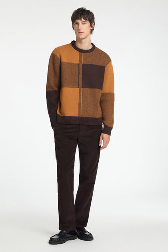 SLHMEIO LS KNIT RELAXED BLOCK CREW NECK