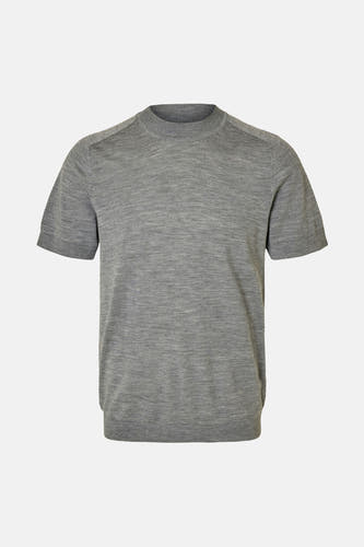 Sweat-shirt gris de SELECTED, avec des manches courtes et un col rond.