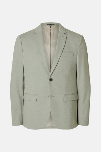 Blazer vert de SELECTED, avec deux boutons et des poches à l'avant.