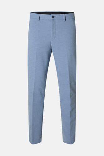 Pantalon de costume bleu SELECTED, tissu blanc avec une texture subtile.