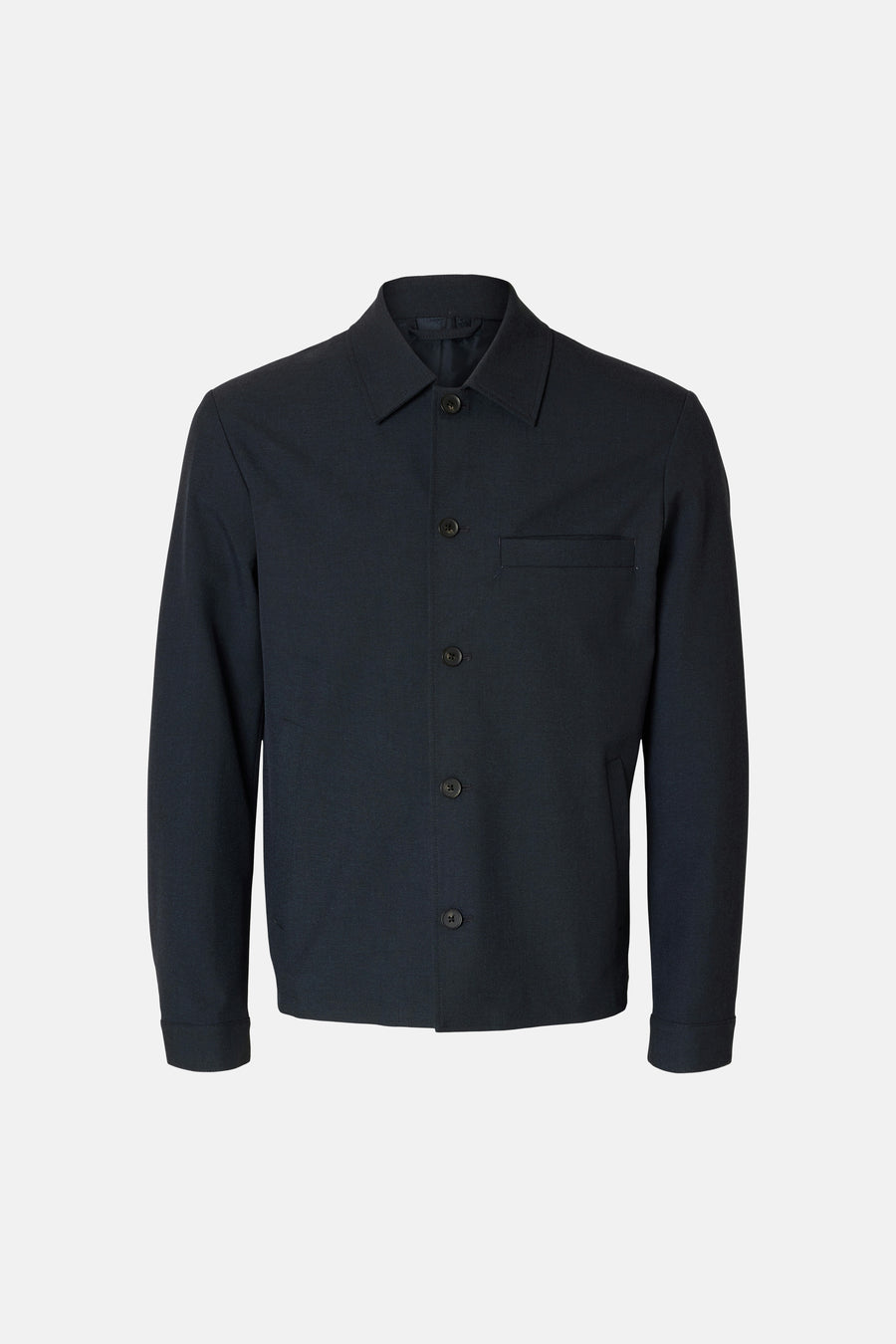 Chemise bleue à manches longues de SELECTED, avec une poche poitrine et une fermeture boutonnée.