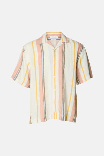 Chemise multicolore à manches courtes de SELECTED, avec un motif rayé et une coupe décontractée.