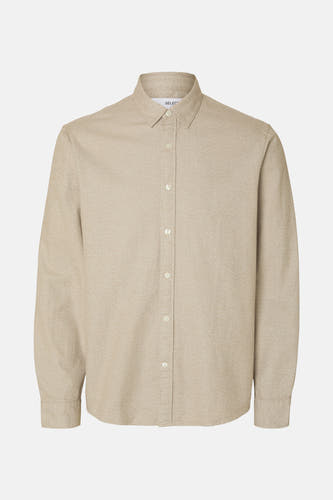 Chemise beige à manches longues de SELECTED, tissu lisse.