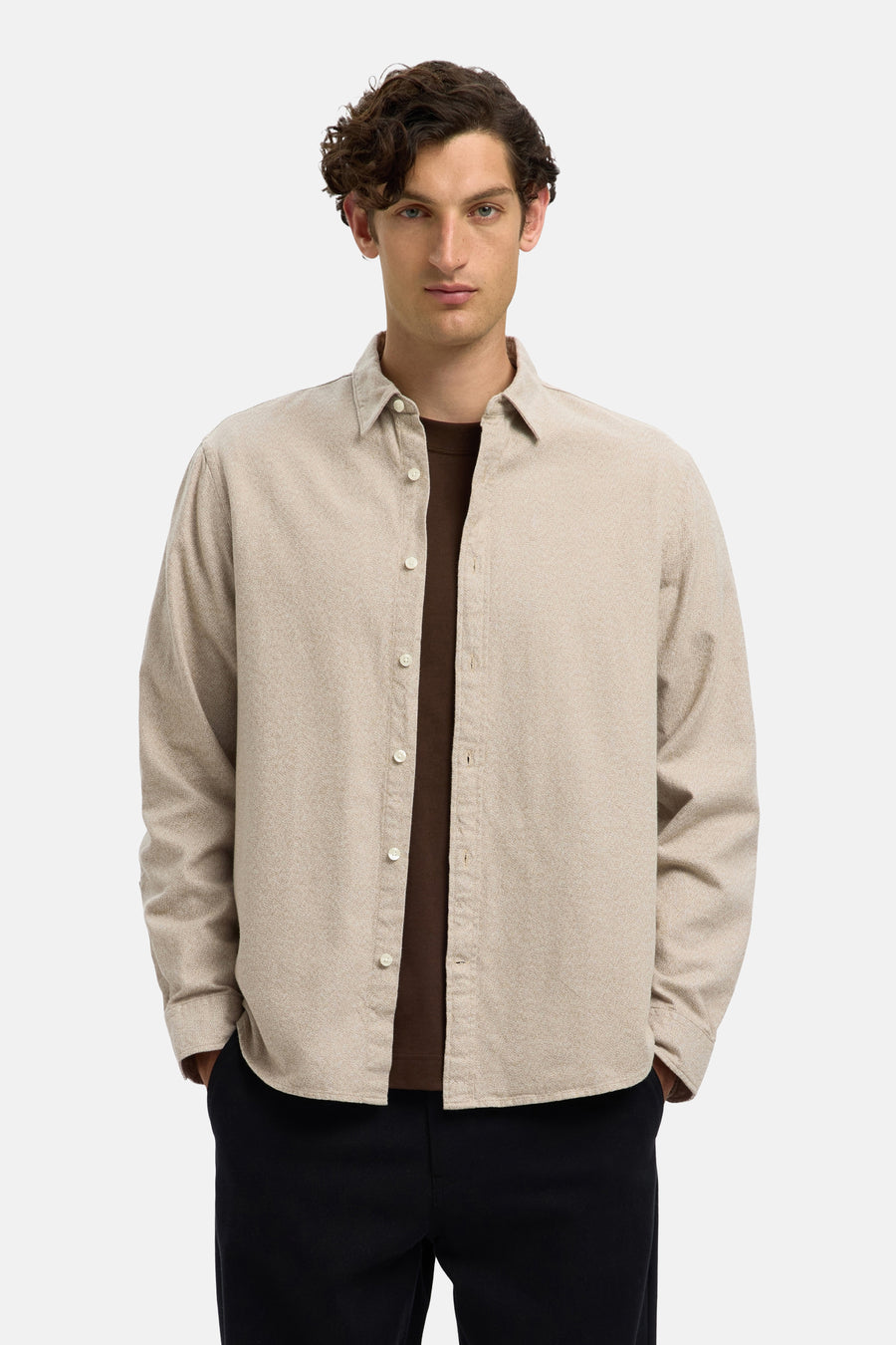 Chemise à manches longues - beige - SELECTED