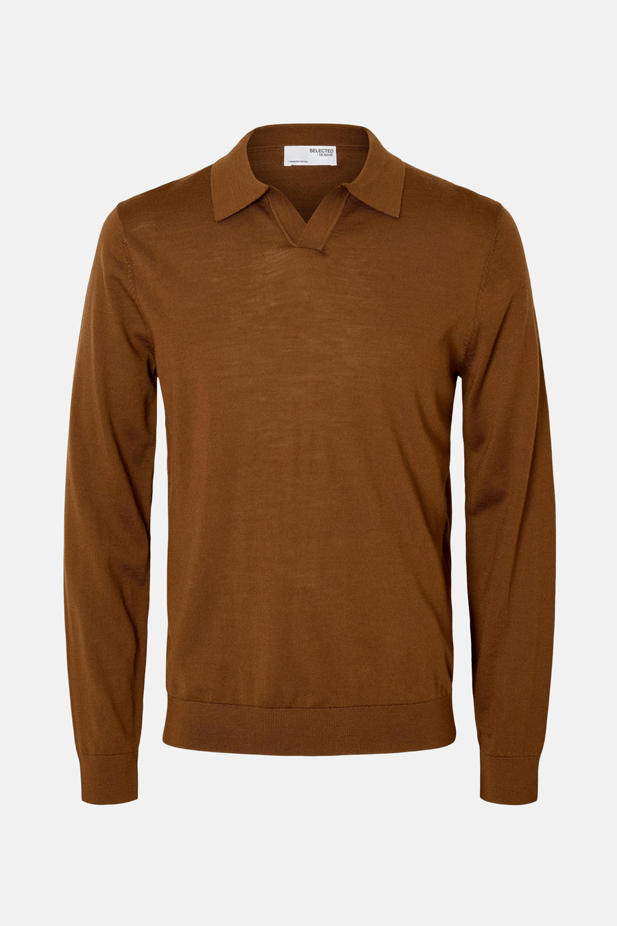 Pull à col en V - brun - SELECTED