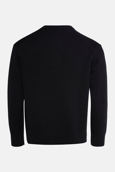 Pull-over noir avec col rond de SELECTED, tricoté uni et longues manches.
