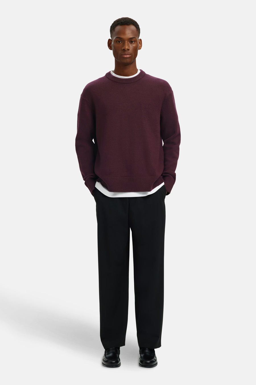 Pull à col rond - Bordeaux - SELECTED