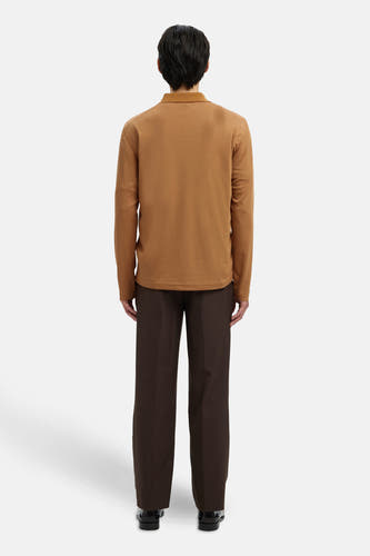 T-shirt beige SELECTED, sur le dos, avec des manches longues et un motif uni.