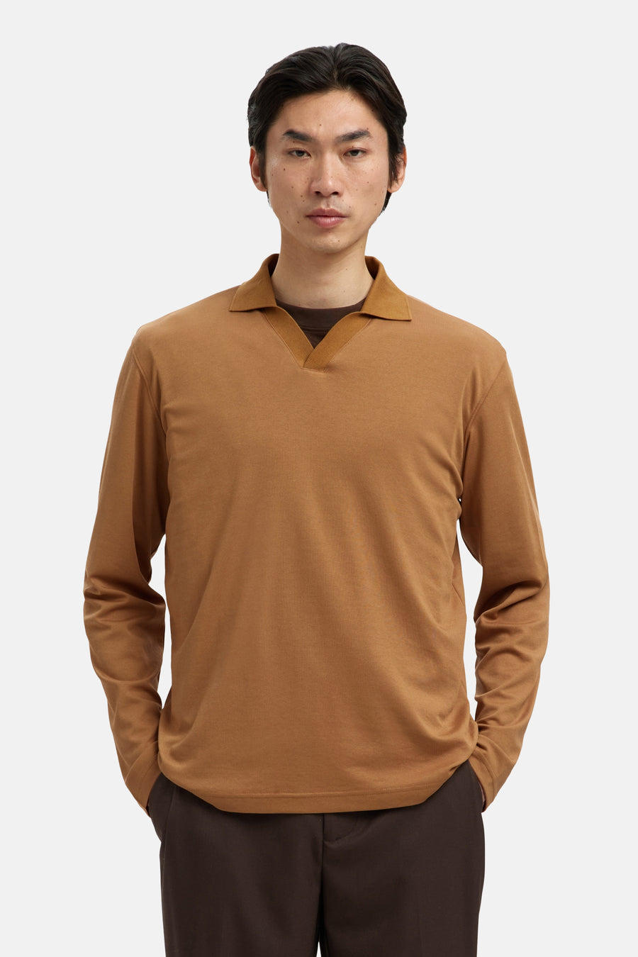 SLHFAVE SPLIT NECK LS POLO