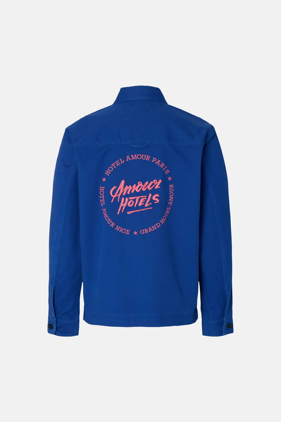 Veste bleue de SELECTED, avec un imprimé rose circulaire dans le dos.