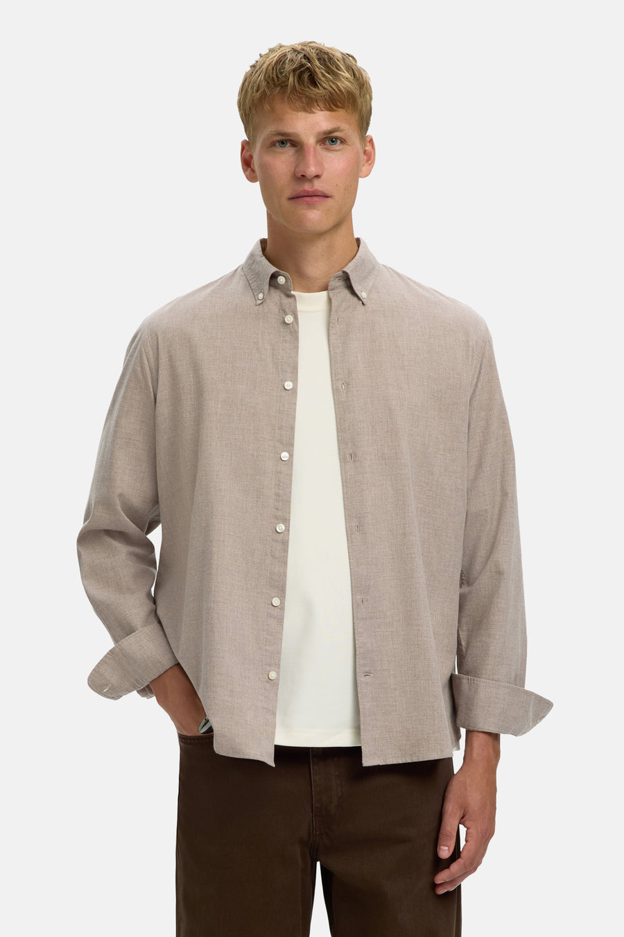 Chemise (manches longues) beige - SELECTED