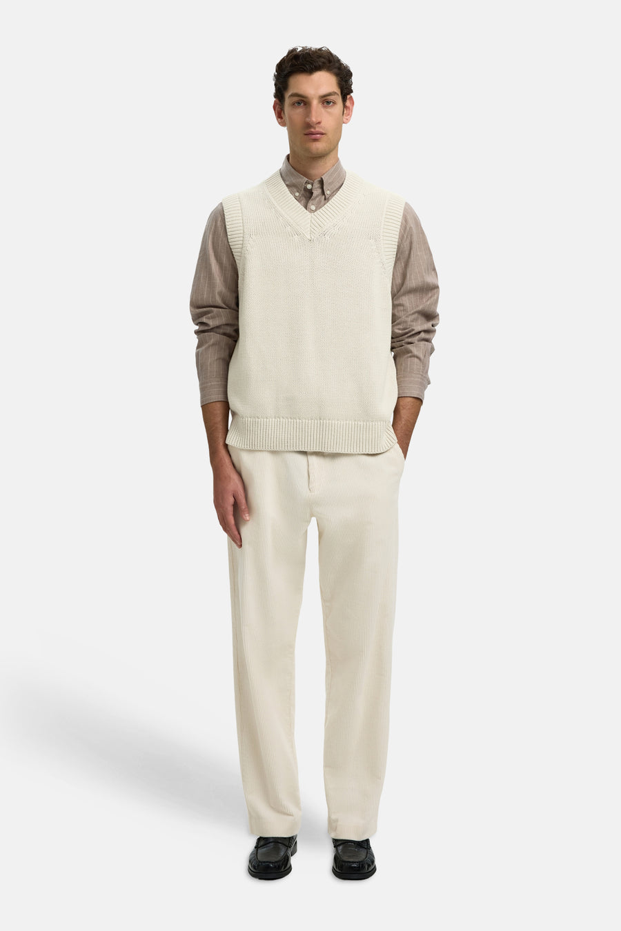 Pull col V beige - SELECTED