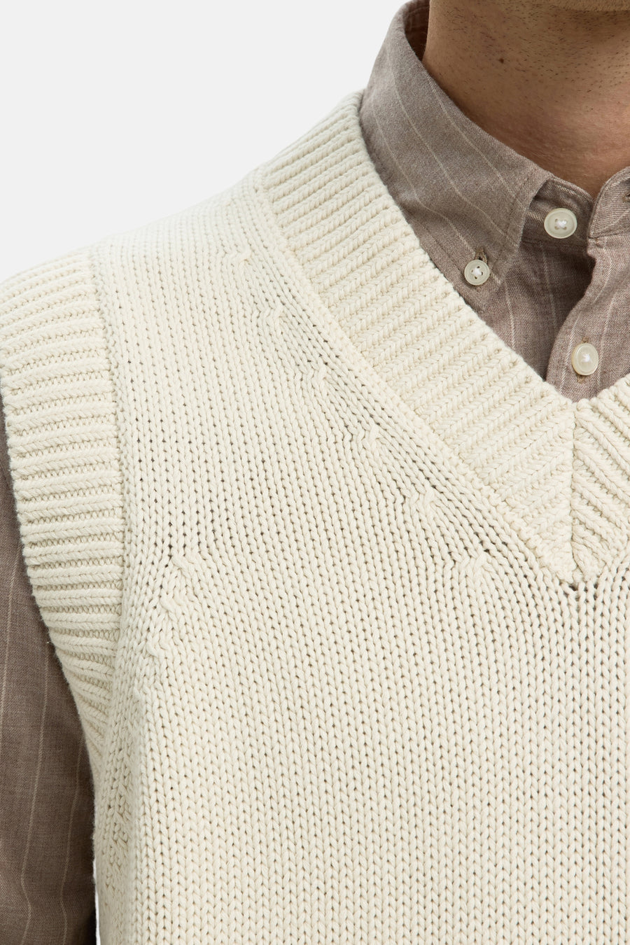 Pull col V beige - SELECTED