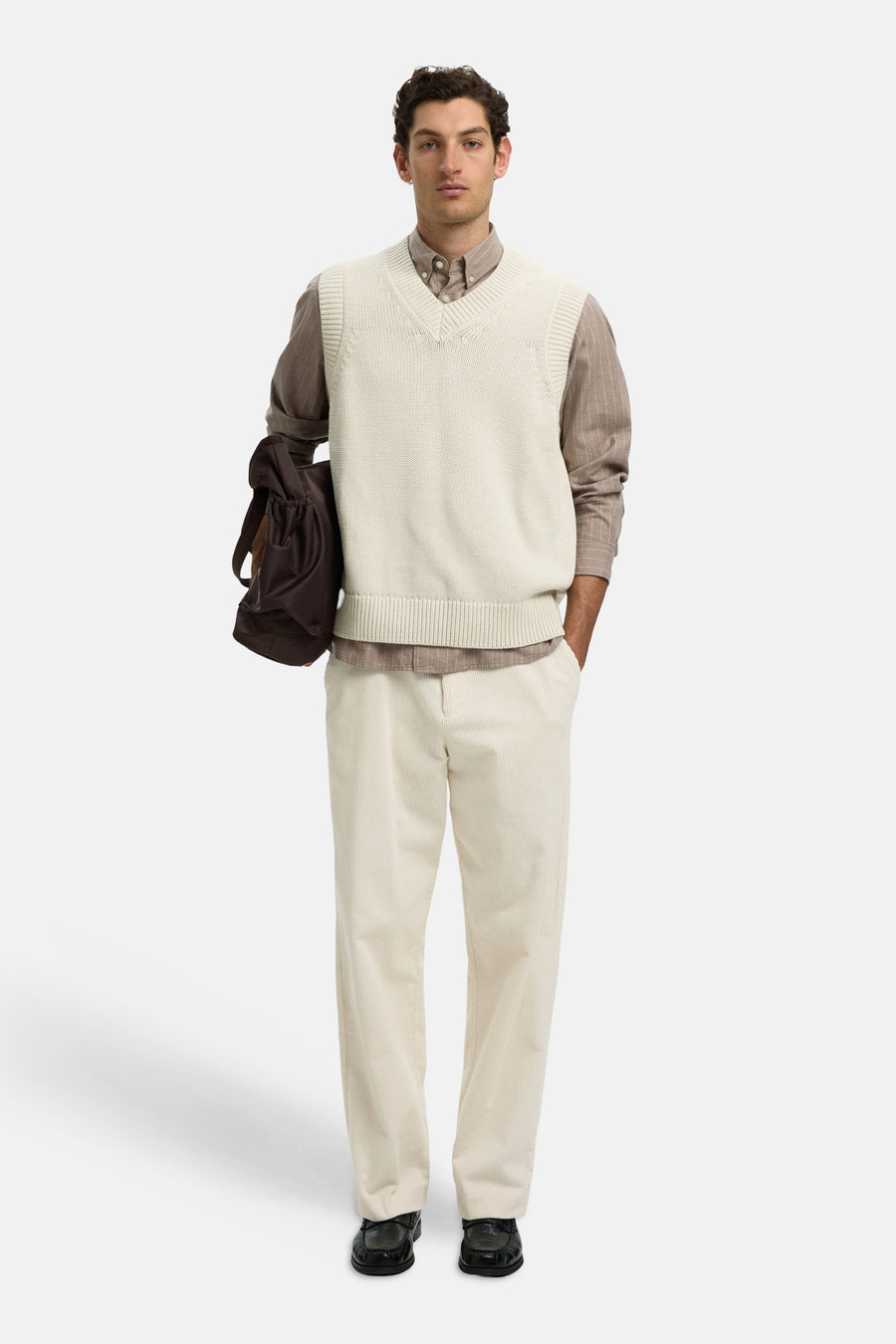 Pull col V beige - SELECTED