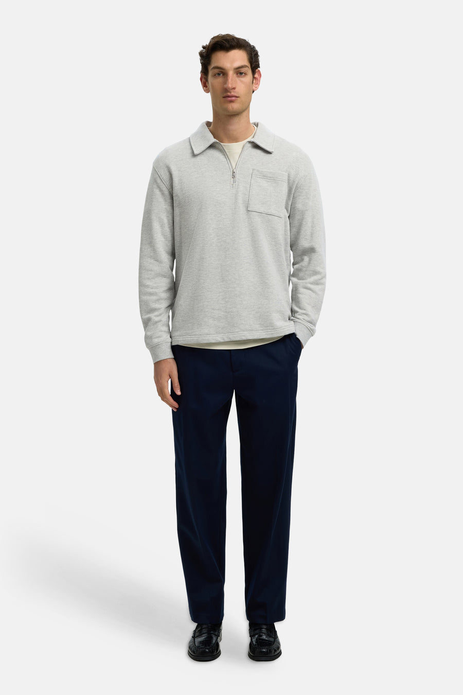 Sweat col O gris - SELECTED