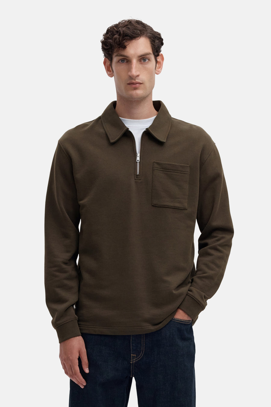 Sweat col O brun - SELECTED