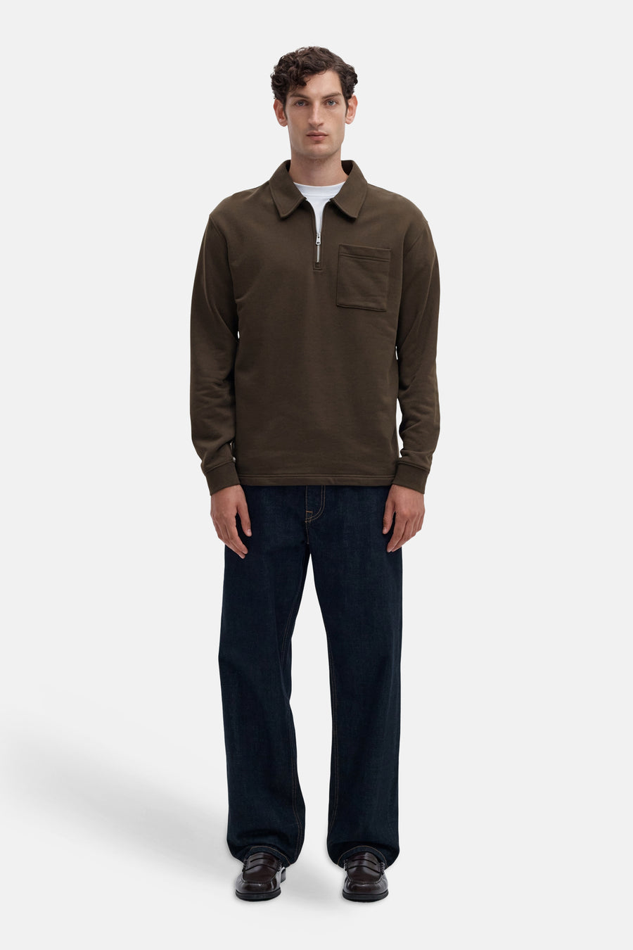 Sweat col O brun - SELECTED