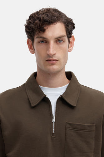 Sweat col O brun - SELECTED