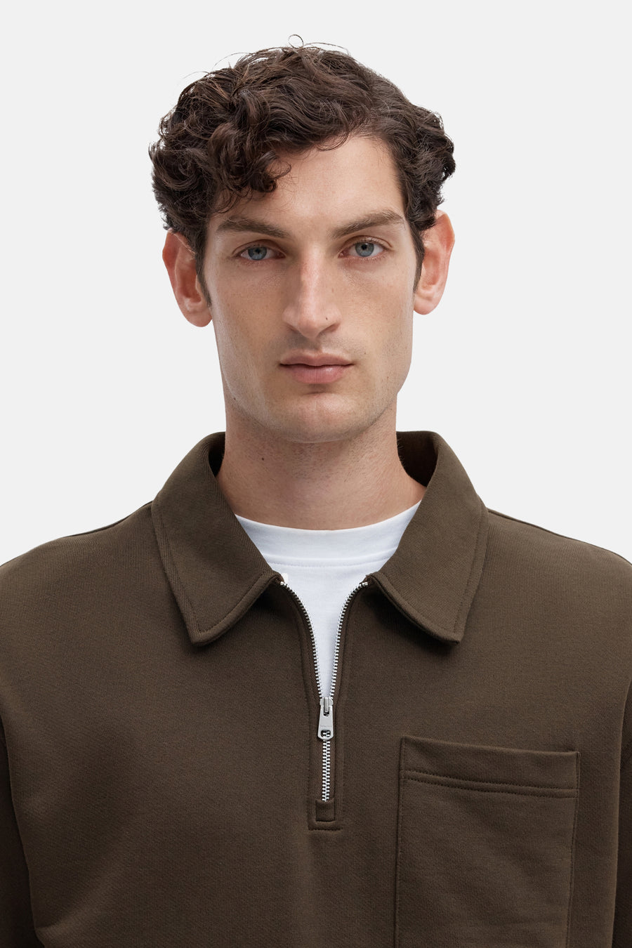Sweat col O brun - SELECTED
