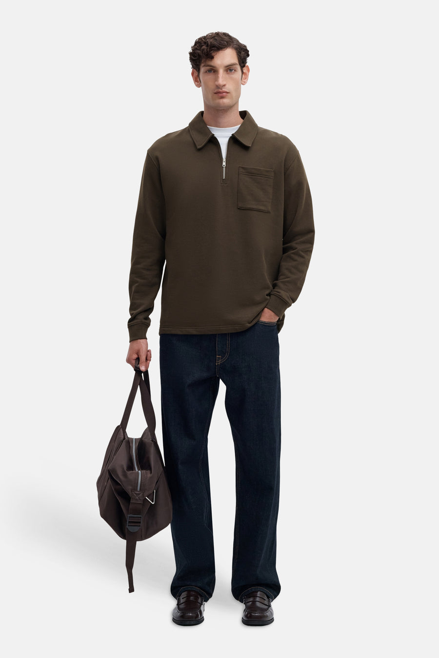Sweat col O brun - SELECTED