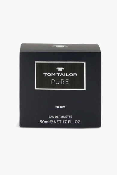 Parfum noir de TOM TAILOR, Eau de Toilette dans un emballage cartonné avec des détails argentés.