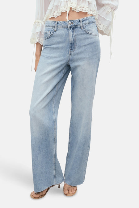Jeans wide Light blue denim - MANGO
