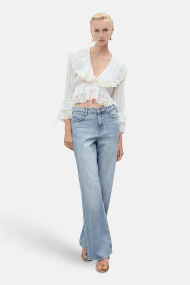 Jeans wide Light blue denim - MANGO