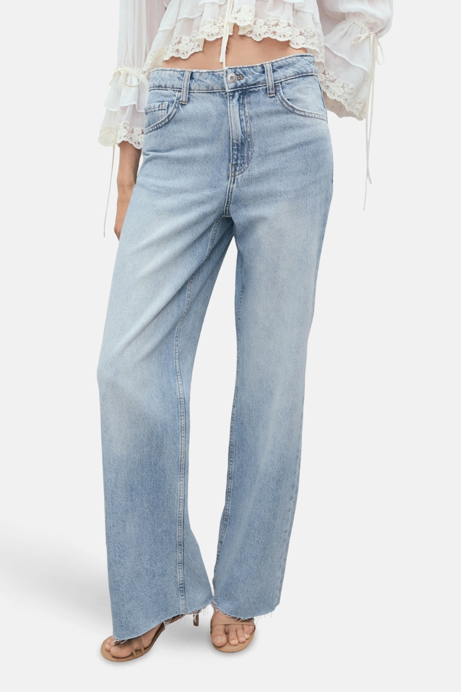 Jeans wide light blue denim - MANGO - MANGO
