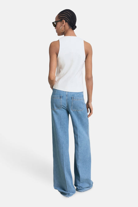 Jeans wide Mid blue denim - MANGO