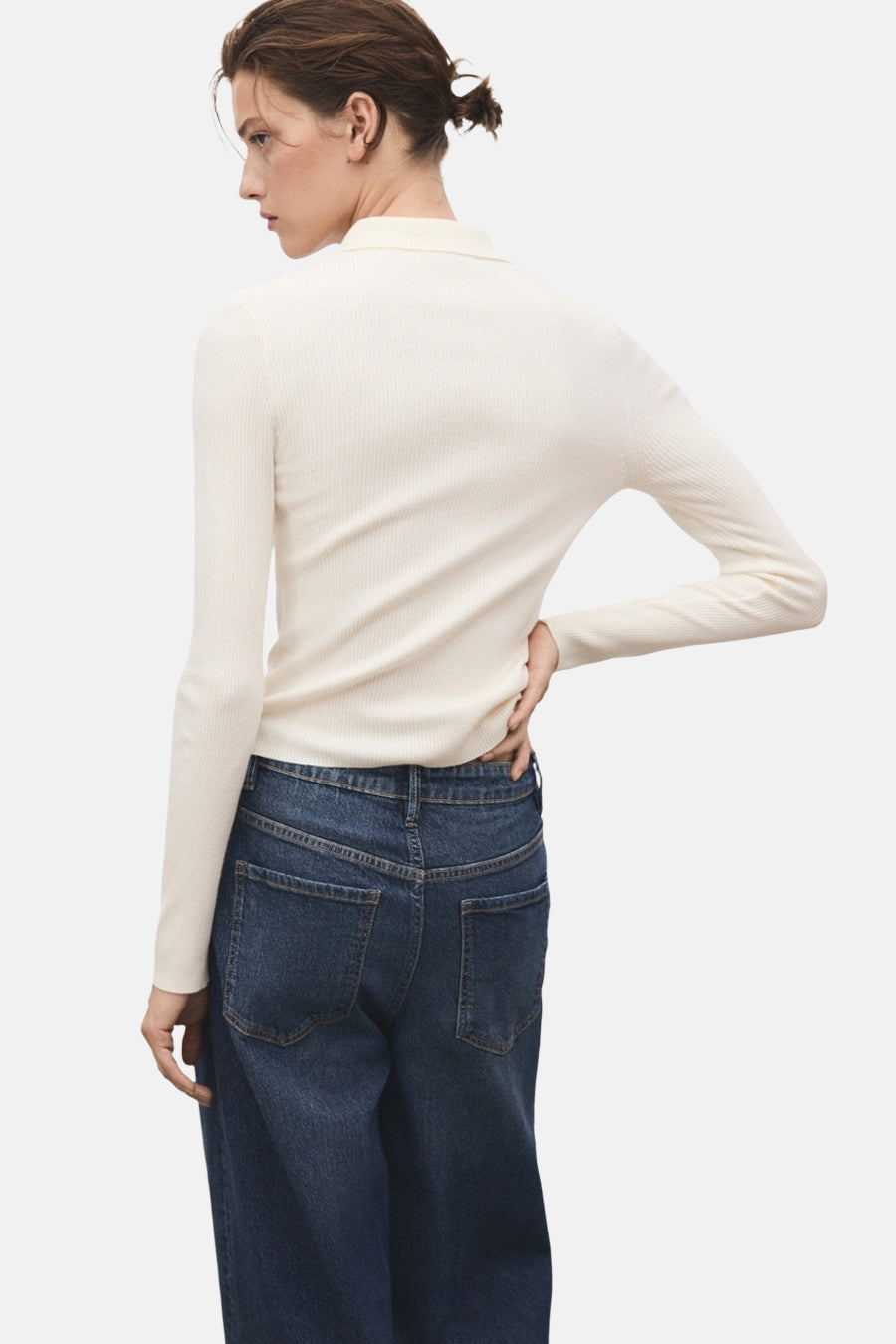 Pull à col rond - beige - MANGO - 3