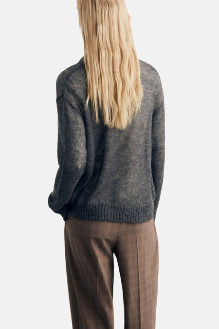 Pull à col en V - gris
