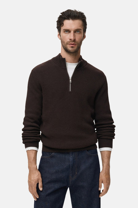 Pull col roulé brun - MANGO